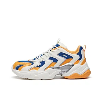 Anta Full Credit Anti Slip Wear Resistant Low Top Chunky Sneakers White Yellow Blue