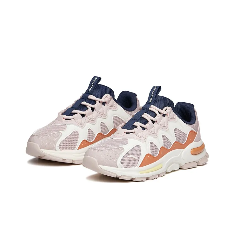ANTA Chunky Sneakers Women's Low Top Lotus Gray/Ivory White/Salmon Pink-1