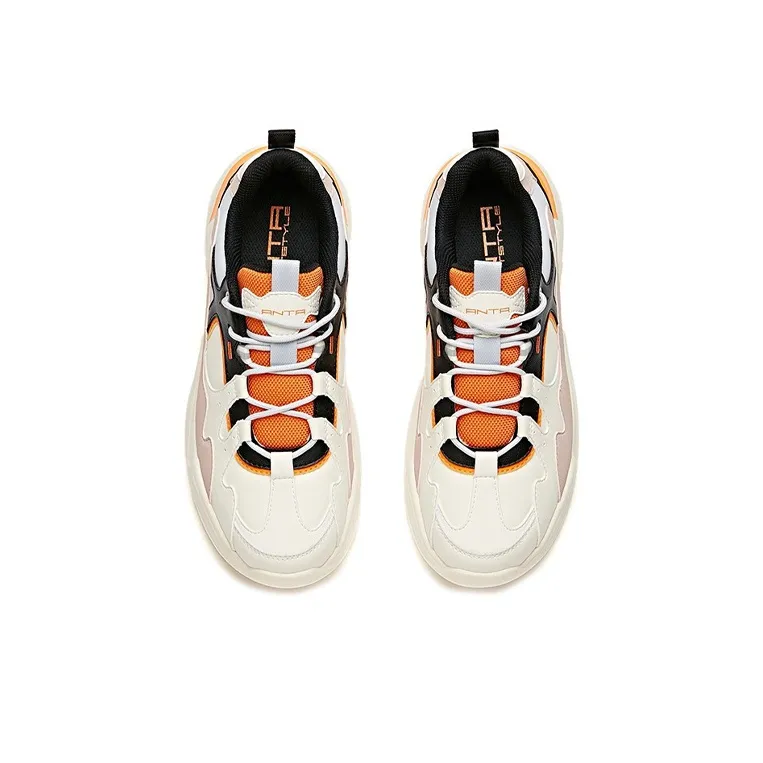 ANTA Chunky Sneakers Women's Low Top White Yellow-2