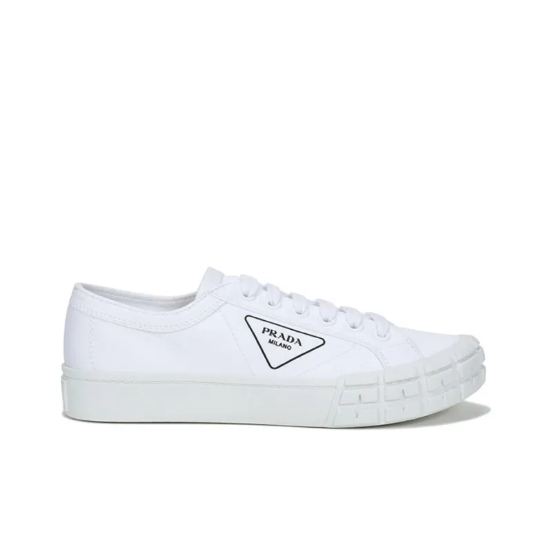 PRADA Low Top Canvas Shoes Men's White-1