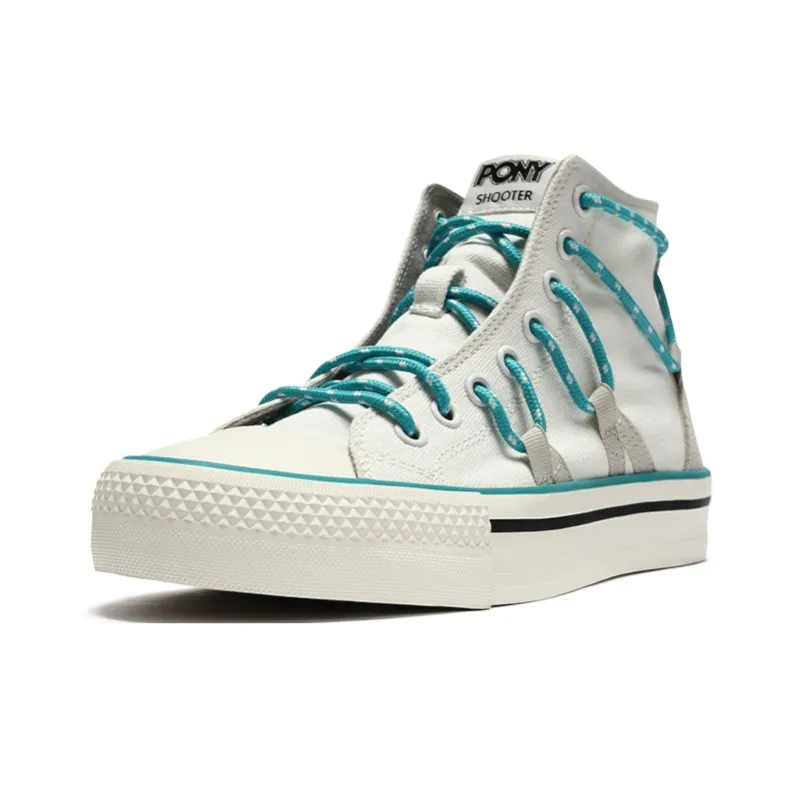 PONY Shooter Anti Slip And Wear Resistant Cushioning Breathable Coverage High Top Canvas Shoes Unisex White Gray-1