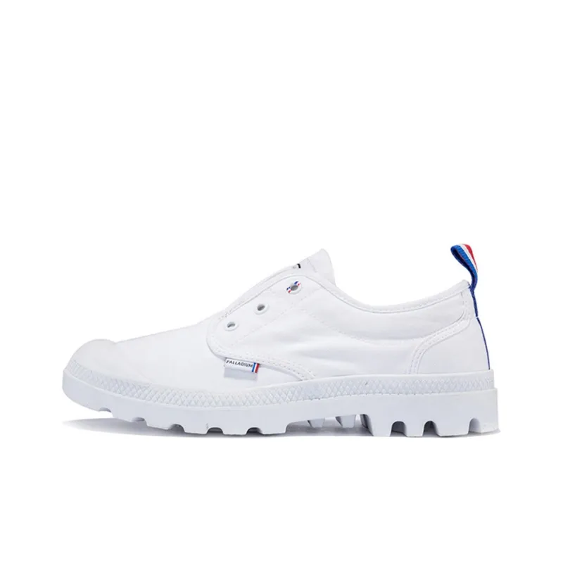 Palladium Pampa Oxford Slip On Wear resistant And Lightweight Low Top Canvas Shoes Unisex White-0