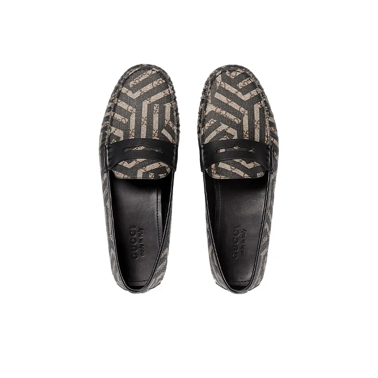 GUCCI DRIVER Caleido Gommino Loafers Men's Black Brown-2