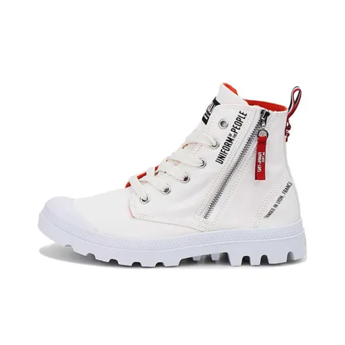 Palladium Pampa Hi Outzip Anti-Slip Wear-Resistant High-Top Canvas Shoes Unisex White