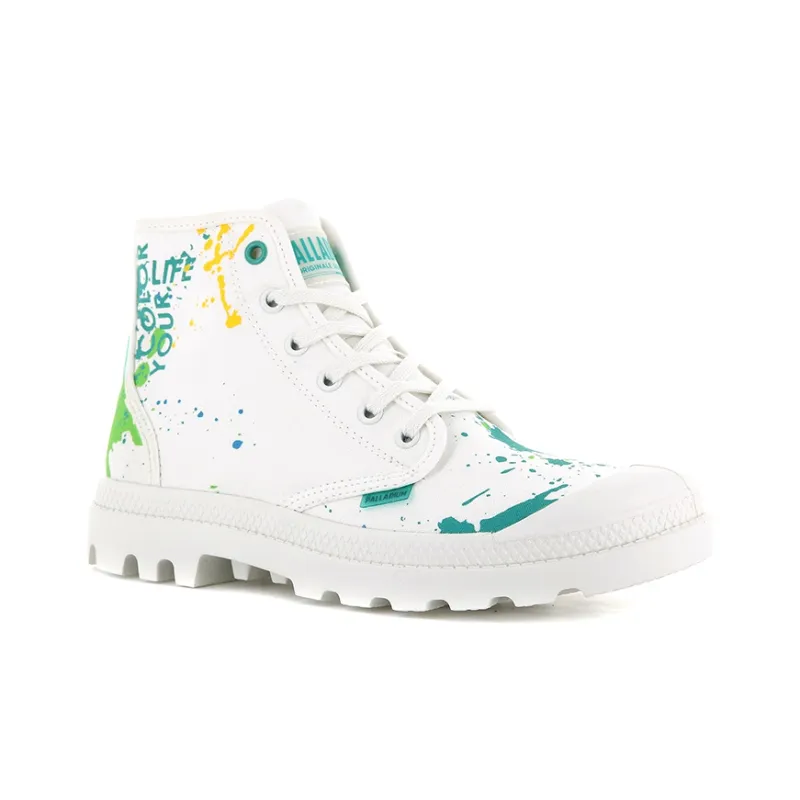 Palladium Pampa Hi Explore Anti Slip And Wear Resistant Breathable High Top Canvas Shoes Unisex White Green-2