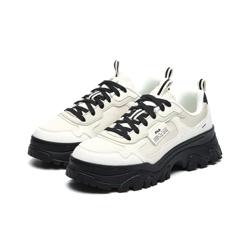 FILA HIKE Cushioning Low Top Chunky Sneakers Women's Black White-1