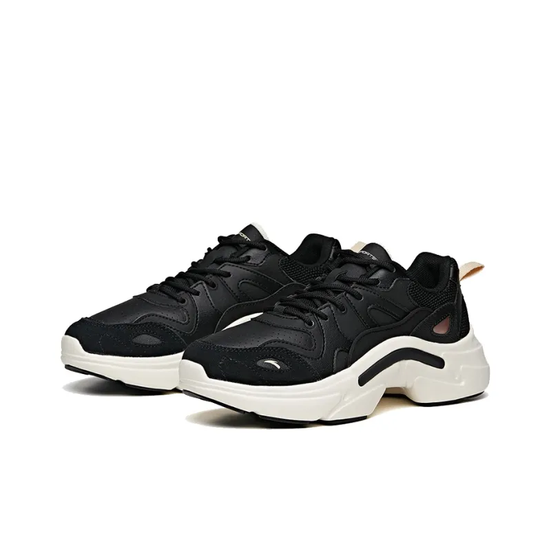 ANTA Chunky Sneakers Women's Low Top Black/Ivory White-1