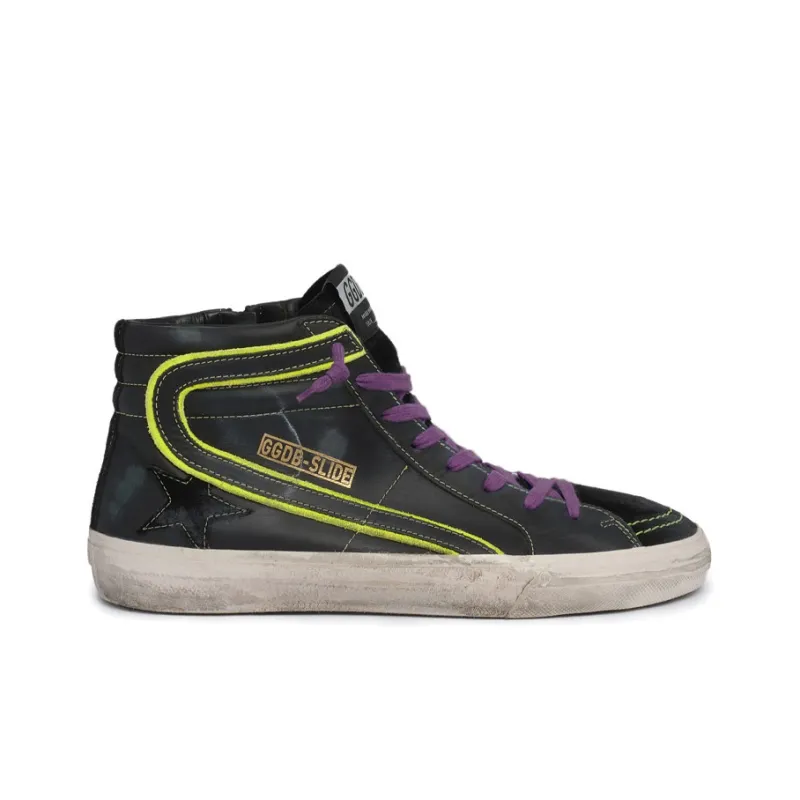 Golden Goose Slide Canvas Shoes Men High-Top Black-1