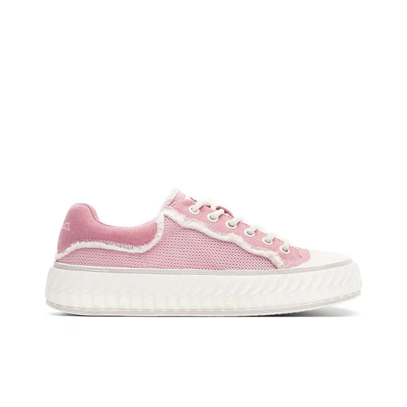 Dickies Low Top Canvas Shoes Women's White Peach Pink-1