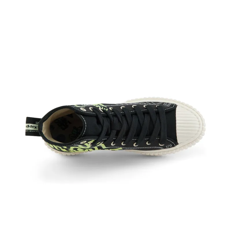Kappa Wear Resistant High Top Canvas Shoes Unisex Black-4
