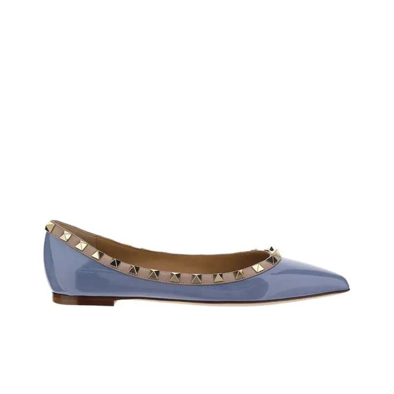 Valentino Rockstud Casual Single Shoes Women's Blue-1