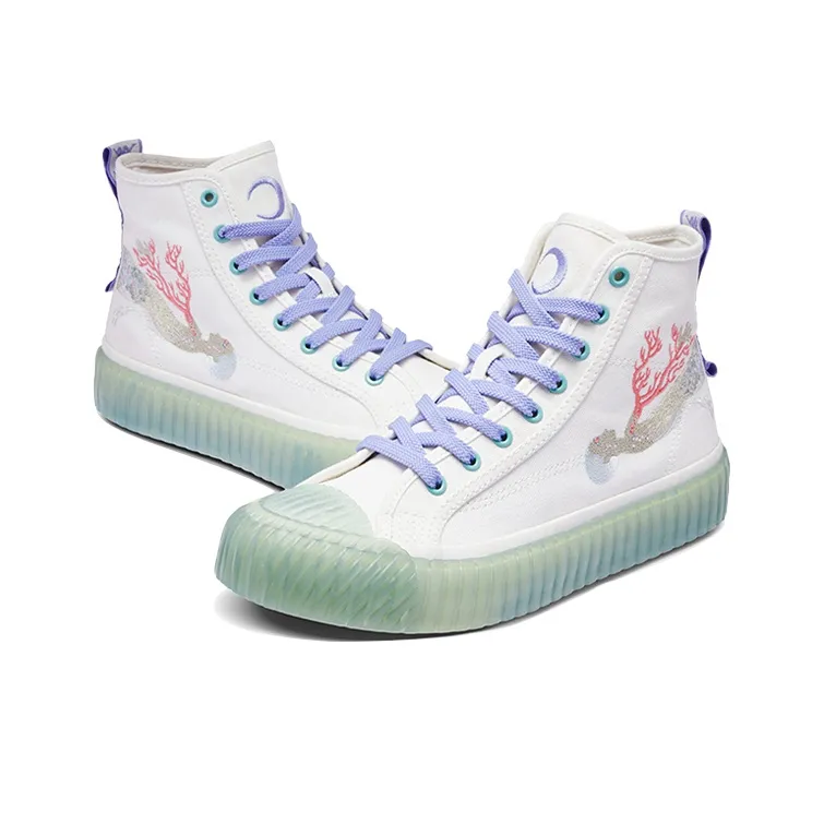Kappa Anti Slip Wear Resistant High Top Canvas Shoes Unisex White Korea-3