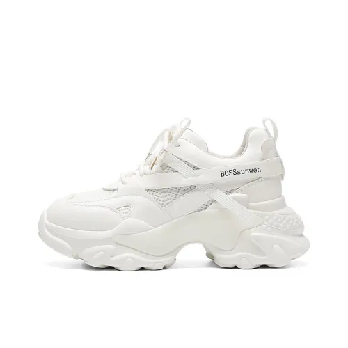 BOSSSUNWEN Chunky Sneakers Women's Low-Top White