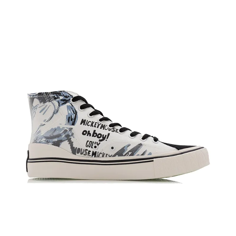 Disney x LiNing Anti Slip And Wear Resistant Balance High Top Canvas Shoes Men's Black White-1