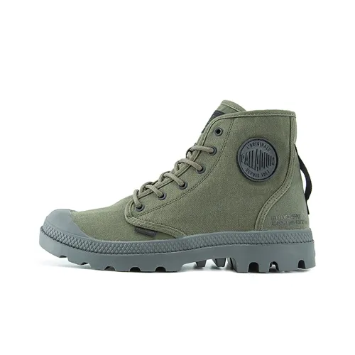 Palladium Pampa Hi Htg Supply Anti-Slip And Wear-Resistant Breathable High-Top Canvas Shoes Unisex Dark Olive Green