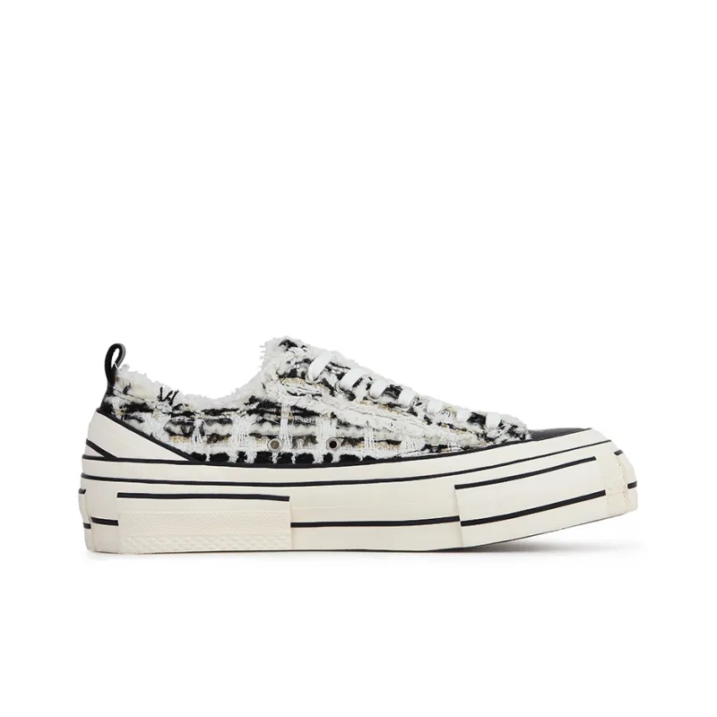 VESSEL G.O.P. Lows 'Mixed Tweed' Anti Slip And Wear Resistant Lightweight Low Top Canvas Shoes Unisex Black White-1