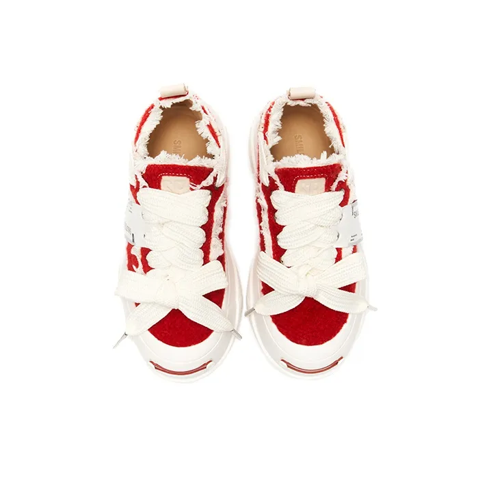 SMILEREPUBLIC Anti Slip Wear Resistant Low Top Canvas Shoes Unisex Red-3