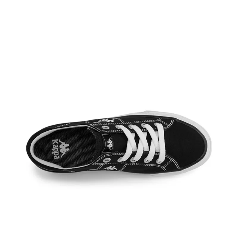 Kappa Anti Slip Wear Resistant Low Top Canvas Shoes Unisex Black White-4