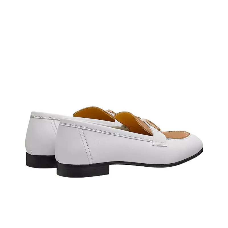 HERMES Paris Loafers Women's White-4