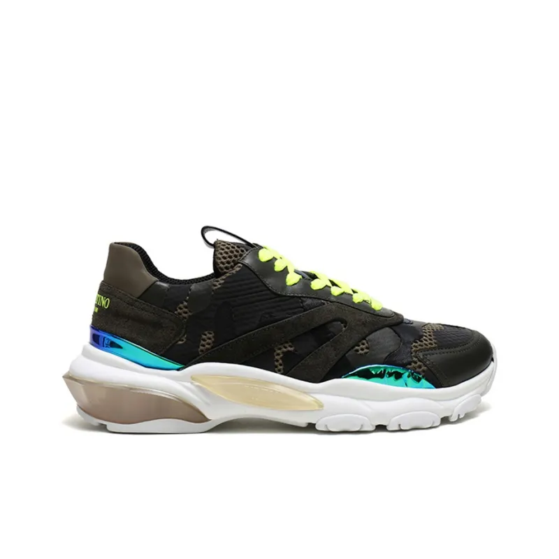 Valentino Bounce Low Top Chunky Sneakers Men's Green Camouflage-1