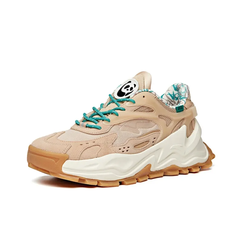 Anta Life Collection Slip-Resistant Cushioning Wear-Resistant Low-Top Chunky Sneakers Brown White-1
