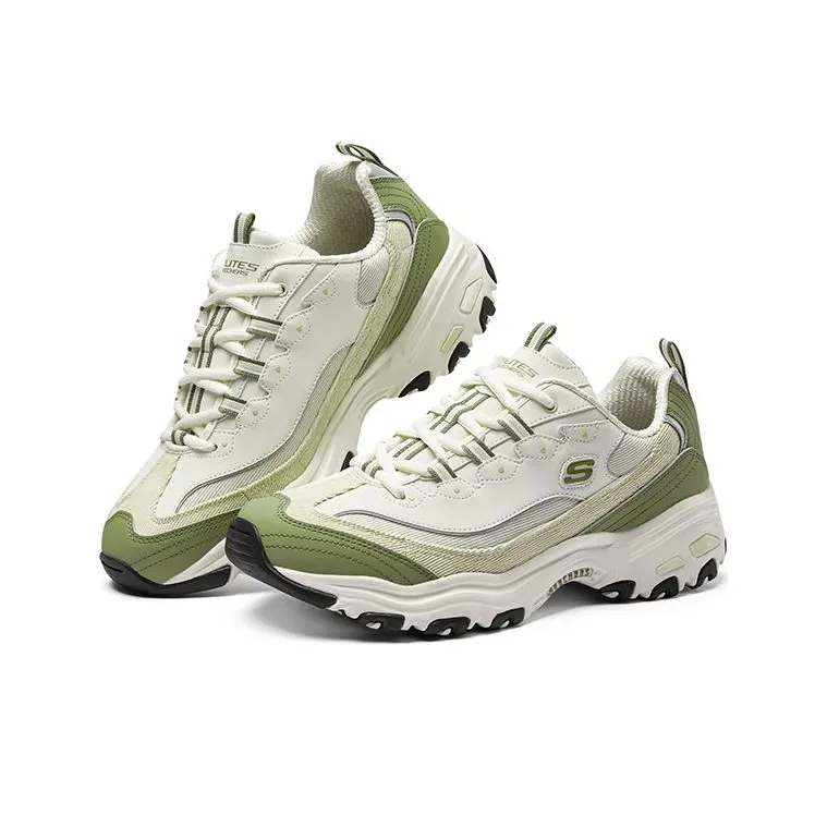 Skechers D'Lites Varsity Spirit Sneaker 'White Beige Green'-3