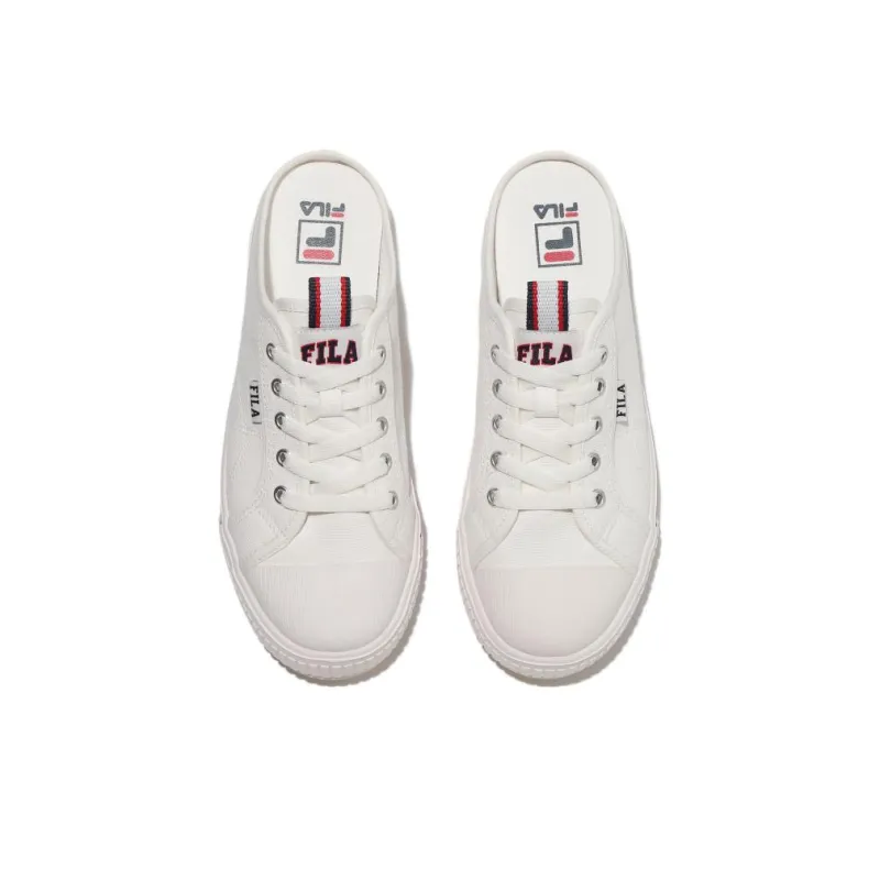 FILA Court Mules Anti Slip Wear Resistant Low Top Canvas Shoes Unisex White Korean Style-2