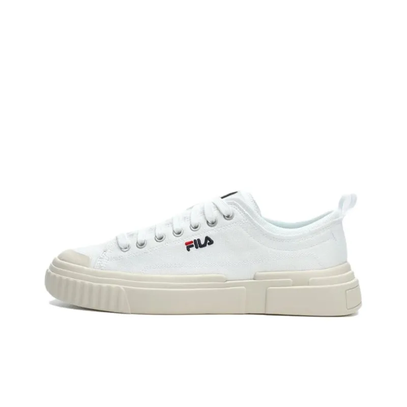 FILA LOOP Anti Slip And Wear Resistant Lightweight Cushioning Low Top Canvas Shoes Men's Sail White-0
