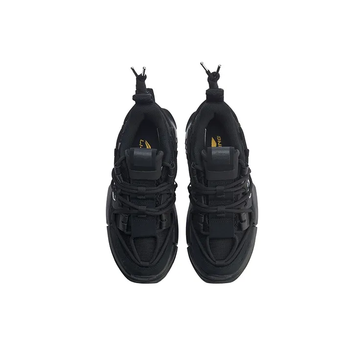 LiNing Pan Gu Cushioning Anti Slip And Wear Resistant Low Top Chunky Sneakers Women's Black-3