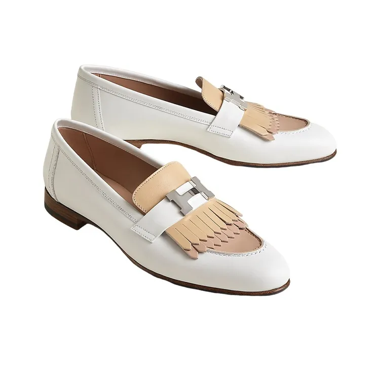HERMES Royal Loafers Women's White-3