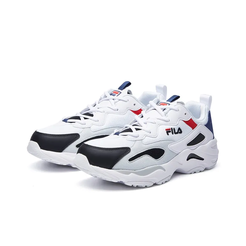 FILA Tracer Cushioning Abrasion Resistant Breathable Low Top Chunky Sneakers Men's White Black-2