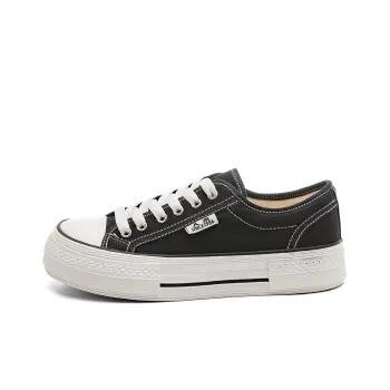 RENBEN Anti Slip And Wear Resistant Breathable Low Top Canvas Shoes Women's Black
