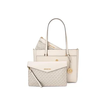 MICHAEL KORS Maisie Cow Leather Tote Bag Shopping Bag Letter Bag Handbag Shoulder Bag Large Size Women's Ecru