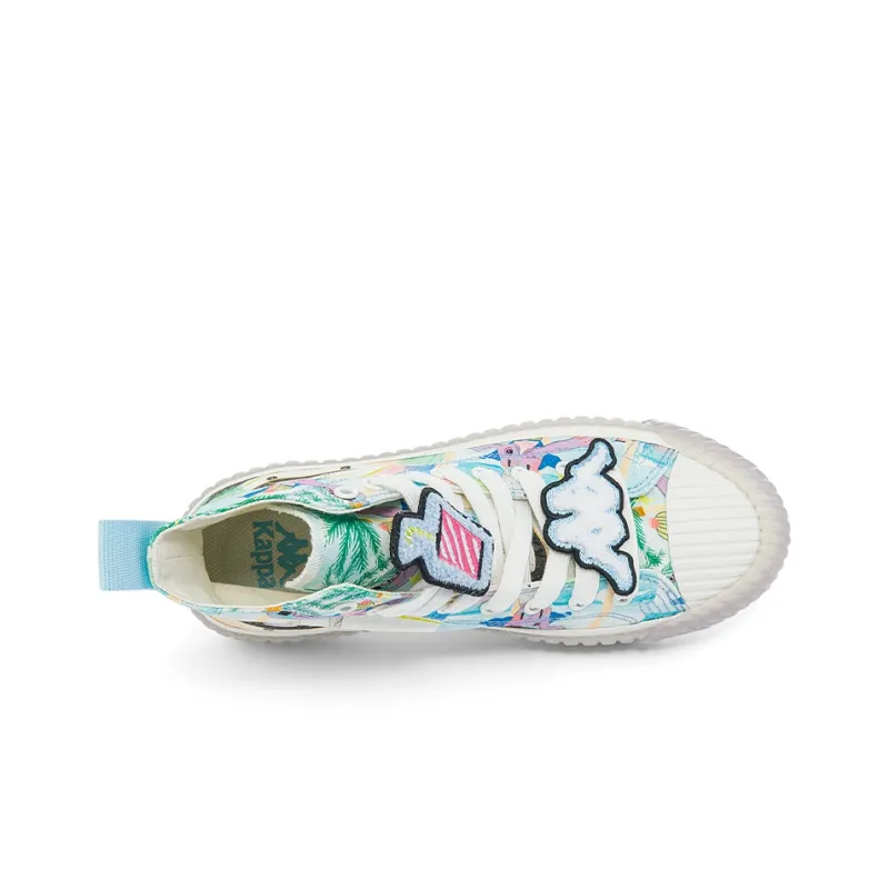 Kappa Sun Jiayi X Kappa Collaboration With Illustrator Wear Resistant High Top Canvas Shoes Unisex Blue-5