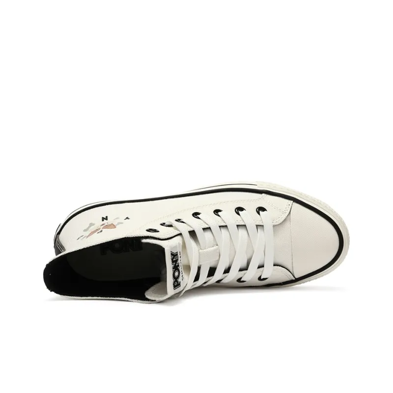 PONY Shooter Abrasion Resistant High Top Canvas Shoes Unisex Raw White-2