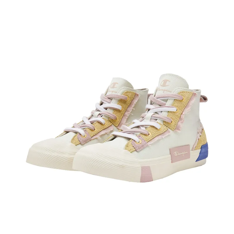 Champion Campus Canvas Shoes Women's High Top Light Spring Tea/Dark Ink-1