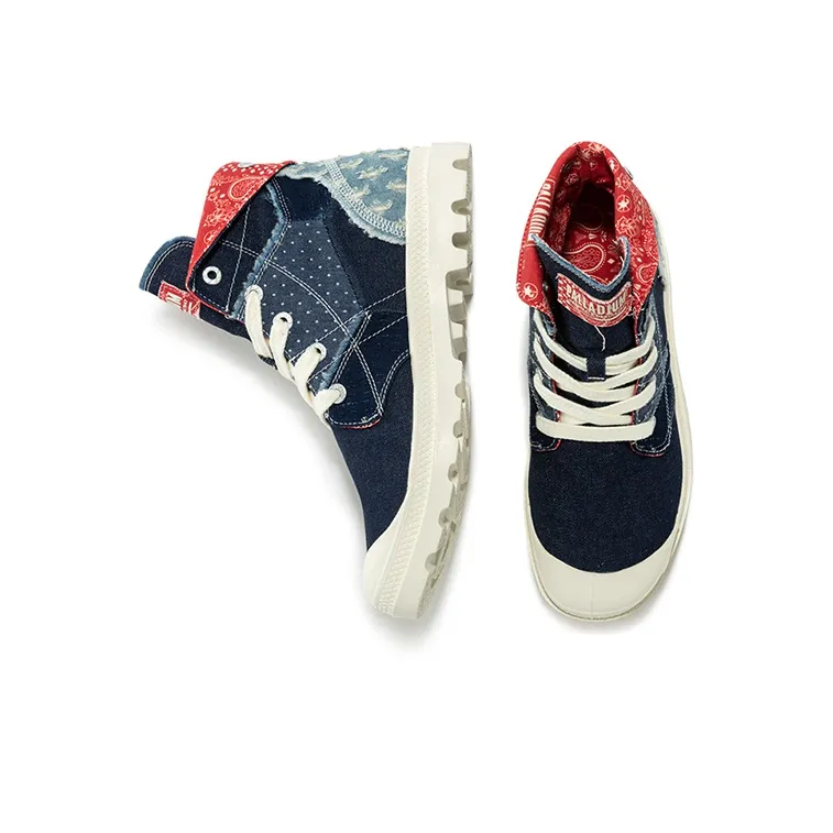 Palladium Pampa Street Dance Collection Anti Slip And Wear Resistant Breathable High Top Canvas Shoes Unisex Dark Blue-3