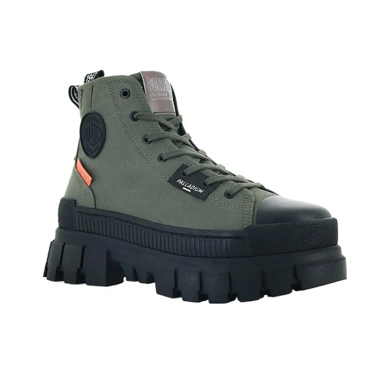 Palladium Revolt Hi Tx Star Slip Resistant, Abrasion Resistant, Breathable High Top Canvas Shoes Women's Army Green-2