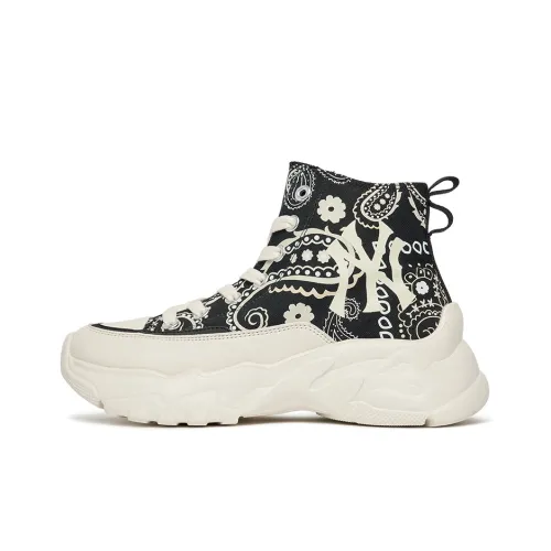 MLB Chunky High Canvas Shoes Unisex High-Top White/Black