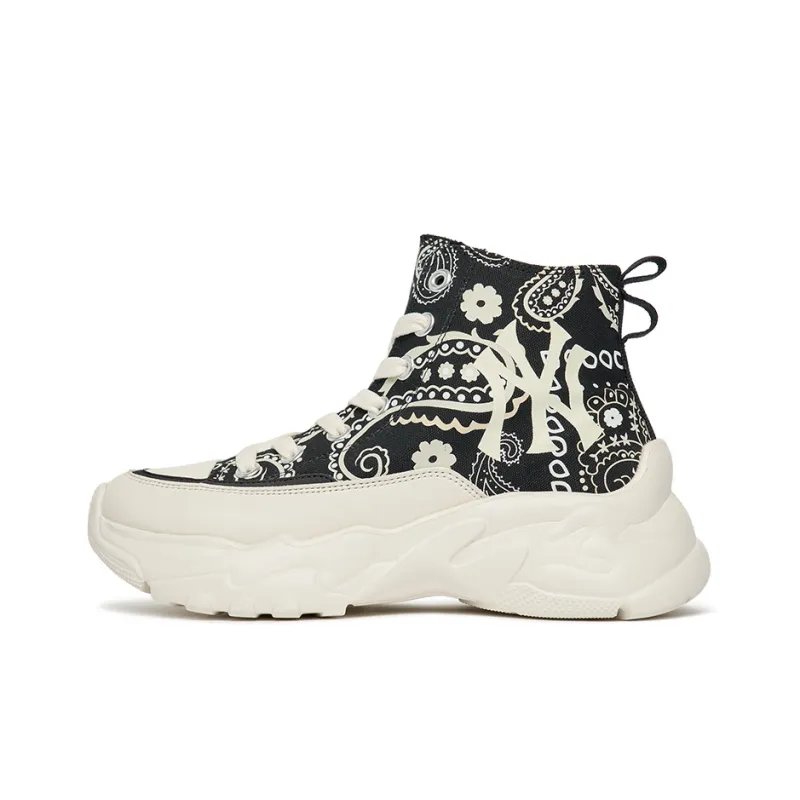 MLB Chunky High Slip Resistant, Abrasion Resistant Cushioning High Top Canvas Shoes Unisex White Black-0