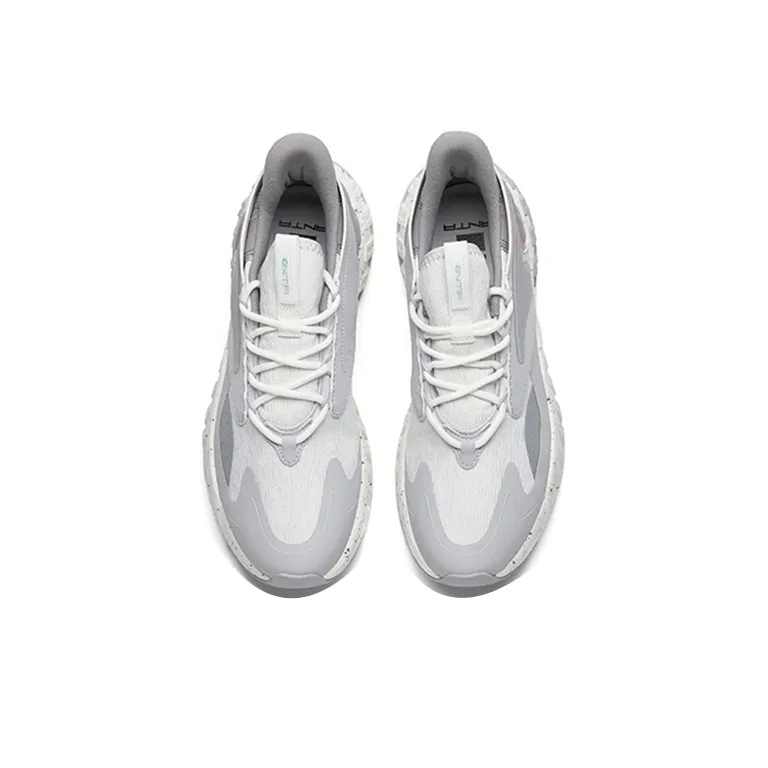 Anta Non slip Wear resistant Shock Absorption Low Top Chunky Sneakers Men's White Gray-3