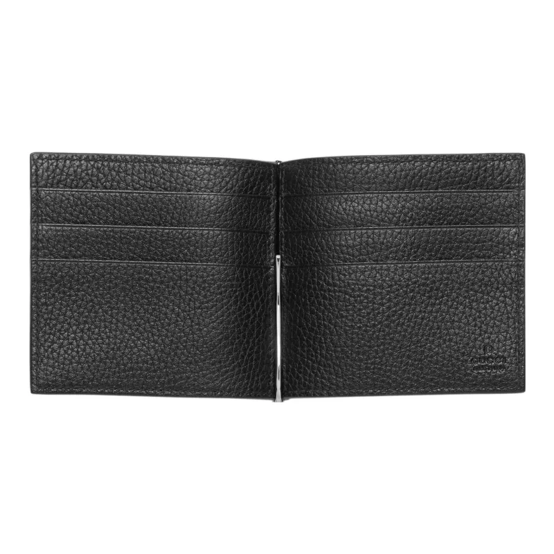 GUCCI Leather Wallet Large Size Men's Black-3