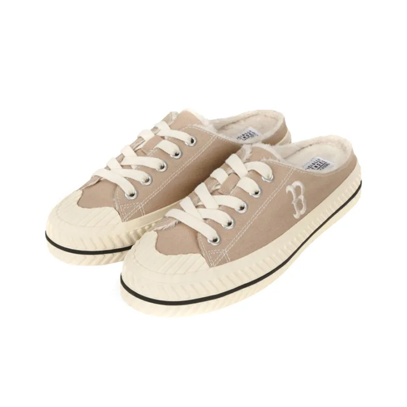 MLB Playball Mule Anti Slip And Wear Resistant Warm Low Top Canvas Shoes Unisex Brown-2