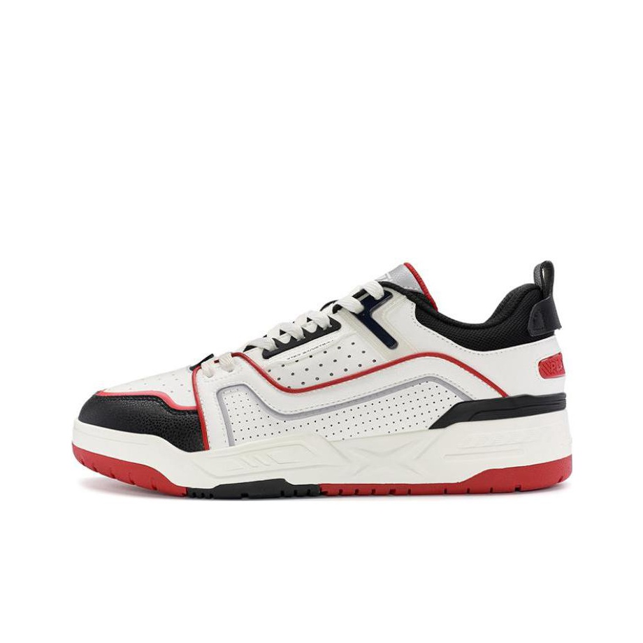 XTEP Basketball Shoes Men Low-Top White Black Red US M 8.5