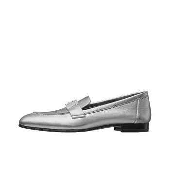 HERMES Paris Loafers Women's Silver