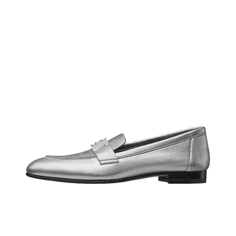 HERMES Paris Loafers Women's Silver-0