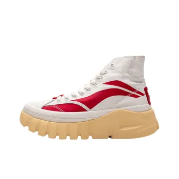 LiNing Wave BOOT Non slip Lightweight High Top Chunky Sneakers Men's White Red