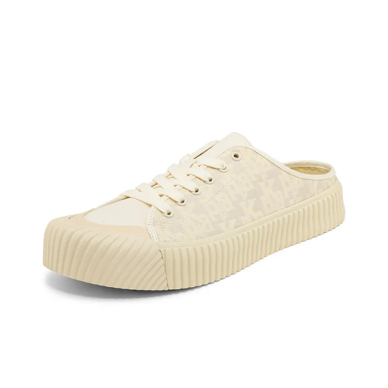 Kappa Wear Resistant Wide Coverage Lightweight Low Top Canvas Shoes Unisex White-1