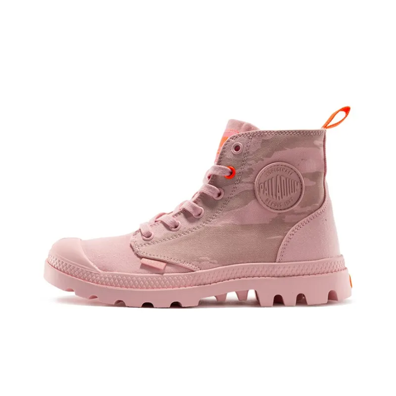 Palladium Pampa Zip Nevada Breathable Abrasion Resistant Slip Resistant High Top Canvas Shoes Women's Light Pink-0