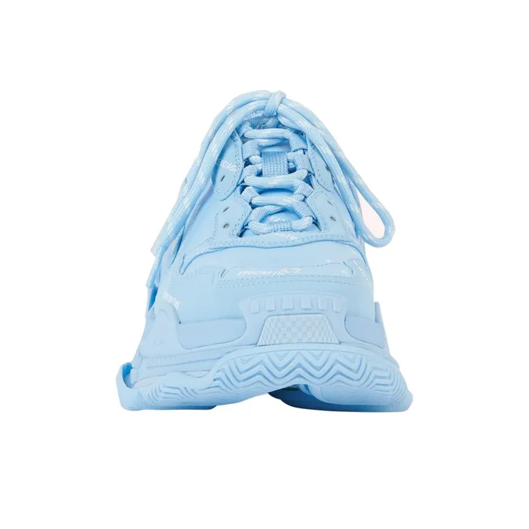 Balenciaga All Over Logo Triple S Blue Grey Black-3